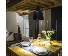 Relaxdays 10019106 Luminaire suspension lampe de plafond GLOCCA H x l x P 134 x 24 x 24 cm hauteur réglable abat-jour en forme de cloche en métal plafonnier noir