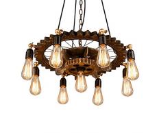 XCY Décoratif Lampes Creative Retro Loft Lustre 9 Têtes de Bois Suspension Restaurant Salon Salle À Manger Hall Cafe Club Light Bar Phare