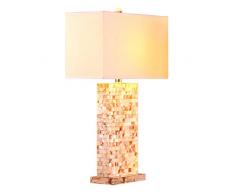 Lampe de Table Lampe de table Patch naturel en coquille avec base en cristal et abat-jour rectangulaire en tissu for salon, chambre familiale, chevet Lampe de Table de Chevet Veilleuse