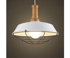 NIUYAO Suspension Lustre Abat-jour avec Grilles Industrielle Pendant Lampe Ceiling Light Chandelier Réglable-Blanc