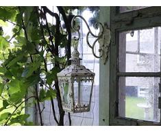 Chic Antique Lanterne Murale avec Crochet Mural en métal Crème Vintage Shabby