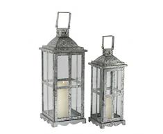 albena shop 74-102 Zain Zinc de Lanterne de Jardin/Verre (Set: S + L)