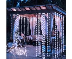 Guirlande Rideau Lumineux, FishOaky Bright Guirlande Lumineuse LED 3m * 3m, 8 Modes, 300 LED, USB Lampe d'ambiance à Lumière,Pour la Décoration Rideaux Fenêtre Terrasse Mariage Fenêtre