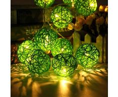 Morbuy Guirlande Lumineuse Boule, Batterie Lumineuse Boules 20 LED Boules Longueur 2 Mètres Alimenté par Batterie Ficelle Lumière Décoration pour La Saint Valentin Noël Fêtes (Vert)