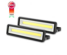 Lot de 2 Projecteur LED Exterieur 50W 4000LM,Spot LED Extérieur 220V Puissant IP66 Etanche,Eclairage de Sécurité 5000K Blanc Froid pour Terrasse, Jardin, Cour, Parc, Garage [Classe énergétique A+]