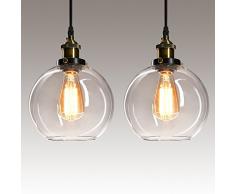 Frideko Vintage Industriel Boule en Verre Abat-Jour plafonnier pour Home Office Chambre à Coucher Coffee Shop, Verre, 2 Pcs 60.00 W 110.00 voltsV