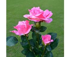 3 lumières solaires de Rose LED insère des lumières décoratives artificielles de jardin de jardin de lanterne artificielle sallume,Pink