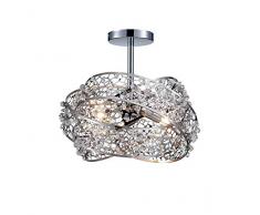 Saint Mossi Plafonnier à trois anneaux, plafonnier semi-affleurant, abat-jour en acier inoxydable avec perles en verre cristal