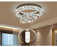 LED cristal plafonnier lampe de salon anneaux modernes lampe de plafond design dimmable avec télécommande chambre détude salle de pépinière lustre Éclairage de plafond 108W Ø 60CM