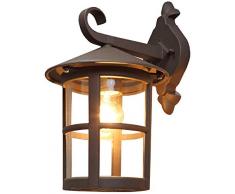 Lhg Wand-Laterne 34 cm 13,70 Ø , Lampe DExtérieur Rustique Style Campagnard, Applique Murale Antique, Éclairage de Terrasse Braun, Extérieure Façade E27 IP44 + Hiver Intensité Variable Verre Clair