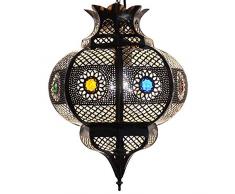 LORIENT Cleopatra Lampe orientale en métal avec effet vieilli de cuivre Marron 42 cm
