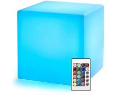 MaxxHome Cube Lumineux LED - Extérieur/Intérieur avec Télécommande - Batterie Multicolore Lampe de Nuit - 30x30x30cm