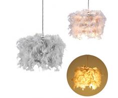 TiooDre Plume Plafonnier Suspension Abat-Jour Rond, Accrocheur Moderne Plume Décoré Suspension Abat-Jour Pour Salon Salle À Manger Et Chambre (E27 Ampoule Requis)