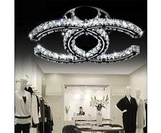 Led Double c Crystal Flush Mount Plafonnier Luminaire Moderne Salon Chambre près du Plafonnier avec Perles de Cristal Scintillant, Chambre, Salle à Manger, C-L