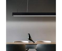 Soontrans 36w Suspension LED Filaire Hauteur Réglable Lustre Nordique Moderne LED Luminaire Plafond Orientable Luminaire Suspendu Chandelier 120 * 10 cm (Rectangulaire)(Noir)