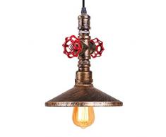 Lustre Suspension Luminaire Industrielle en Tuyau dEau Métal E27 Rétro Plafonnier Ø22cm Bronze Eclairage de Chambre Salon Salle
