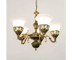 Shabby Chic Lustre/laiton blanc/5 Lumières/E27/Jeunesse Style lustre/plafonnier Salon Style Art Nouveau/Éclairage Salle à manger/chambre à coucher élégante lampe