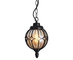 INJUICY Lanterne Suspension Extérieure, Imperméable Plafonnier Suspendu avec Globe en Verre, Postmoderne Lamping Pour Restaurant, Bar, Cuisine, Porche, Extérieur, Entrée (Noir)