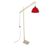 Tosel 95376 Lampadaire Liseuse 1 Lumière, Bois, E27, 40 W, Rouge, 80 x 180 cm