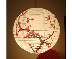 Bazaar 35cm abat-jour papier lanterne lumière chinois bambou fleur de prunier décor oriental