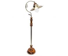 Relaxdays 10018488 Lampadaire Lampe sur pied en design art nouveau hauteur réglable en bois massif et aspect laiton, Fer, E27, 40 W