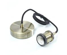 Jeu de Luminaire Suspension Design Vintage avec Câble, Ampoule E27 Edison Raccord à Vis, Lustre Industriel Style Rétro avec Câble en Tissu (BRONZE ANCIEN)