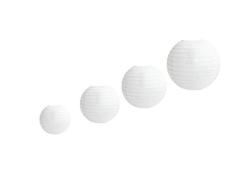 4 lanternes en papier PCS, lanterne en papier ronde blanche avec grillage, abat-jour blancs de différentes tailles, 46 810