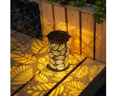 Lanterne Solaire Suspendue, forme feuilles LED Lampe lanterne extérieure de la silhouette marocaine Lumière solaire de jardin Etanche Sans fil Rechargeable jardin Patio Yard (bronze)