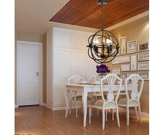 Iglobalbuy Suspension Lustre Rétro Elégant 5 lumières E14, Abat-jour Industrielle Vintage Plafonnier Traditionnelle en Métal Lampe Rond Noir Pendentif pour Eclairage Décoré Maison Salle à Manger