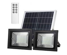 Benkeg Projecteurs solaires Projecteur Double tête avec Une luminosité de 30% / 60% / 80% 126 LED SMD Wireless IP 65 projecteurs dextérieur 6V 18W Panneau Solaire