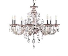 ONLI - Lustre Emma 8 lumières en verre cristal, couleur rose ancien