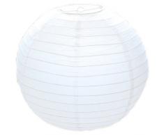 YiGo 1 Abat-jour rond nervuré en papier de bambou Blanc