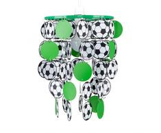 MiniSun Abat-Jour Abat Jour Lustre Suspension, VERT, Noir et Blanc Enfants, Soccer, Foot, BALLON Football, CASCADE, Pour Douille de 28mm ou 42mm