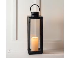Lights4fun Grande Lanterne Noire en Métal avec Bougie LED pour Jardin à Piles, 65cm