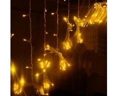 KKGUD LED Guirlande Rideau Lumineux 3M×3M 300 leds avec la Prise Française 8 Modes de Flash pour Décoration Noël / Soirée / Festival/ Mariage, Fête (Blanc Chaud)