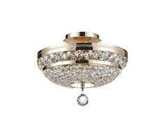 Plafonnier magnifique, avec design élégant de style baroque, rond, сhic, en cristaux, Armature en Métal couleur or, plafonnier en cristal, pour bas plafond ampoules non incluses 3x E14 60 W 220V