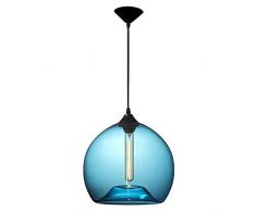 Modeen Moderne plafonnier éclairage unique tête soufflé à la main bleu bulle en verre boule abat-jour pendentif lampe éclairage suspendu pour salle à manger Grange entrepôt Bar cuisine