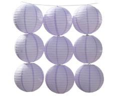 JTC 9pc Lanterne en Papier Lampion avec Fer Décoration de Maison/de Fête--9pc Violet Clair (diamètre :40CM)