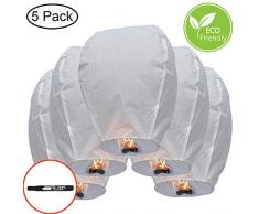 Lanterne chinoise volante Couleur blanche : 5 pièces.