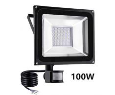 Projecteur 100W Exterieur détecteur de Mouvement 10000LM 3000K Lumière chaude Spot à LED Extérieur Lampe de sécurité Etanche IP65 pour Jardin Garages Aire de jeux [Classe énergétique A+]