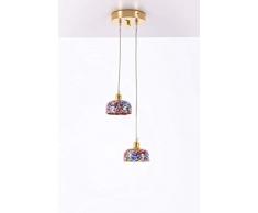 Suspension en verre de Murano 2 lumières avec murrine colorée