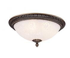 Plafonnier, avec designe élégant de style rustique, rond, Armature en Métal couleur bronze, plafonnier en verre mat, ampoules non incluses, pour le salon ou chambre, 3 ampoules, 40 W E27 220v