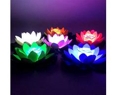 Wankd 1PCS Lanterne flottante à LED Lotus Bougie Bougie Fleur Artificielle Décoration de Piscine pour Fête Festival , vert