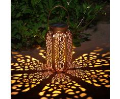 Lanterne Solaire Jardin Décoration Extérieur Étanche Luminaire Solaire Patio Décoratif Métal Lampe de Patio pour Pelouse Patio Fête Décorations (B)
