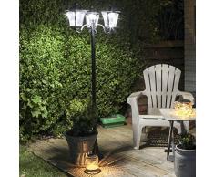 Festive Lights Lampadaire Solaire LED Extérieur en Aluminium Noir 3 Têtes - Intensité Réglable 108 Lumens Max.- Modes Été/Hiver - Hauteur Ajustable (80cm, 120cm ou 210cm)