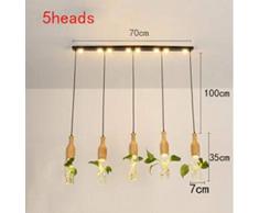 Bar créatif lustre plante hydroponique LED nordique simple restaurant café fenêtre balcon lustres en bois massif-5Head_Bar_Warm_White
