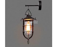 Injuicy Lighting Loft Vintage Industriel Applique Murale en Métal Noir Rustique E27 Edison Peint Rétro Lampe Murale Décoration Dock Restaurants Corridor Bar Café Lampshade (110-220V, Sans Ampoule)