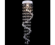 CCLIFE Lustre en Cristal - Suspension Luminaire - Plafonnier Cristal - Lustre pampilles cristal - Lustre plafonnier cristal - Lustre Escalier en Cristal, Couleur:GU10
