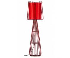 Fusion Living Plancher de type Cage métallique rouge permanent de lampe avec abat-jour circulaire