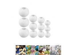 Yuhtech 15Pack Boule Chinoise Blanche, Lampion Papier Blanc Lanterne Papier Boule pour Décoration de Mariage, Noël, Parloir, Maison, Anniversaire, Fête